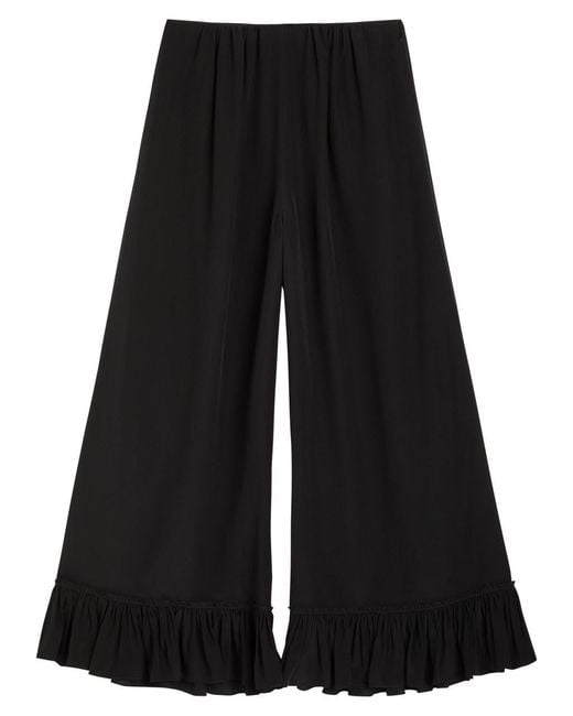 Chloé Black Frill Silk-Georgette Culottes