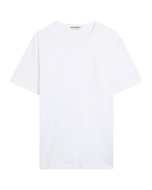 J.W. Anderson White Logo-Embroidered Cotton T-Shirt for men