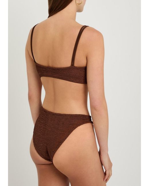 Hunza G Brown Cassie Beaded Crinkle Bikini