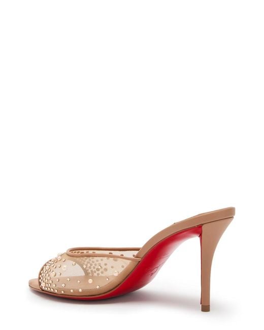 Christian Louboutin Pink Miss Z 80 Embellished Mesh And Leather Mules
