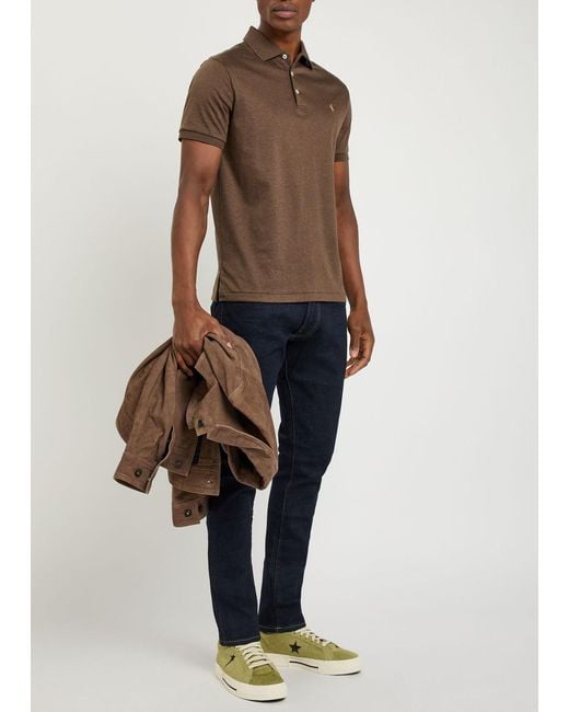 Polo Ralph Lauren Brown Logo-Embroidered Cotton Polo Shirt for men