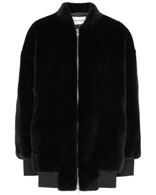 Stand Studio Iman Faux Fur Coat in Black Lyst
