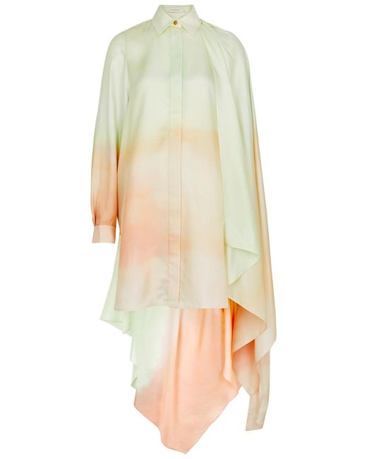 Zimmermann White Natura Printed Silk-Satin Shirt Dress