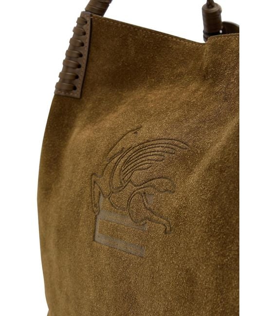 Etro Brown Libra Large Leather And Suede Tote