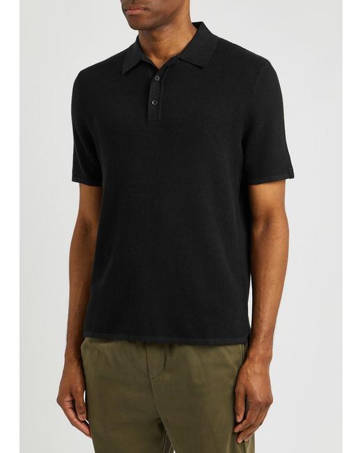 Rag & Bone Black Harvey Cotton-blend Polo Shirt for men