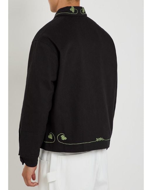 Bode Black Lucky Draw Embroidered Twill Jacket for men