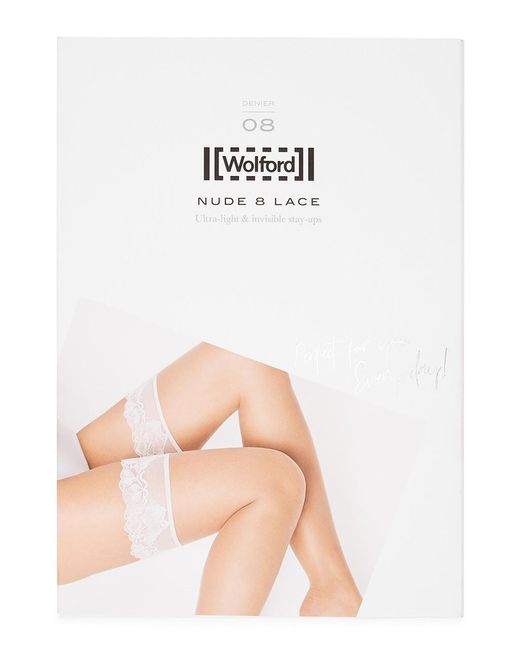 Wolford White 8 Lace 8 Denier Hold-ups