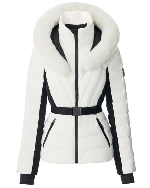 Mackage White Elita Fur-Hood Padded Ski Jacket