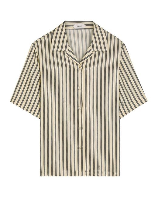 Versace White Striped Silk-Twill Shirt