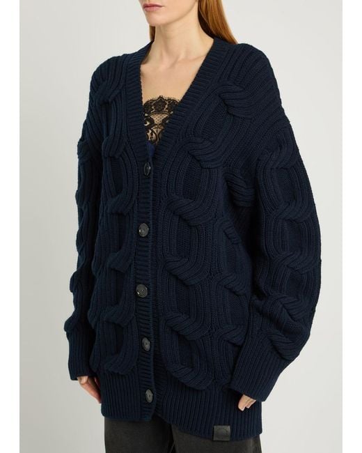 Stella McCartney Blue Cable-Knit Wool Cardigan