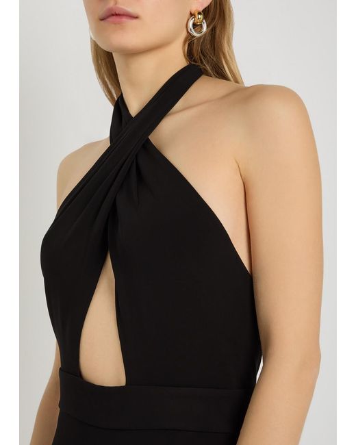 Nili Lotan Black Lita Halterneck Stretch-Jersey Gown