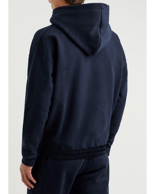 Saint Laurent Blue Logo-Embroidered Hooded Cotton Sweatshirt for men