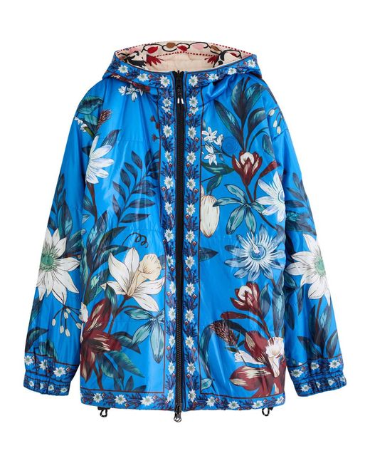 Farm Rio Blue Printed Quilted Reversible Shell Jacket