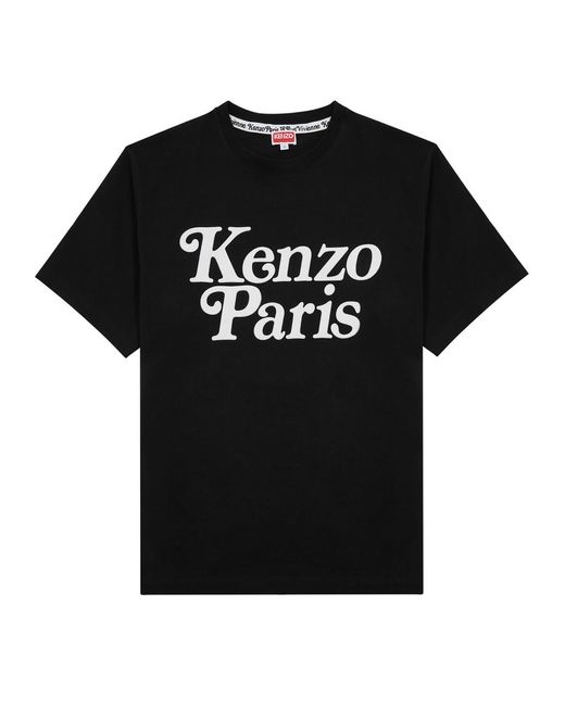 KENZO Black Verdy Logo-flocked Cotton T-shirt for men
