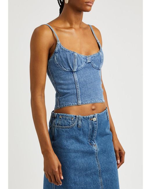 Magda Butrym Blue Cropped Corset Top
