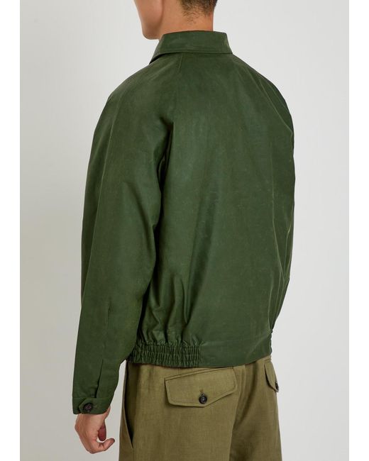 Bode Green Waxed Cotton Jacket for men