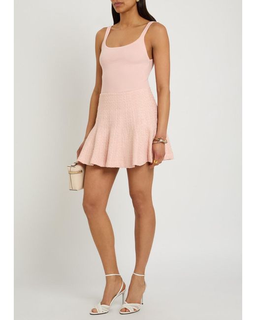 Alice + Olivia Pink Zona Pleated Tweed Mini Skirt