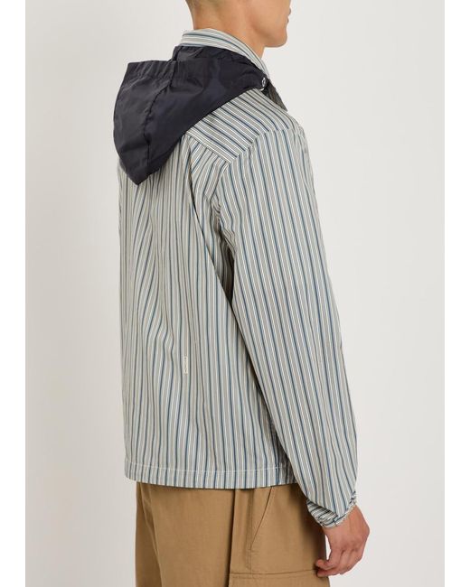 Moncler Gray Havas Striped Hooded Cotton Jacket for men