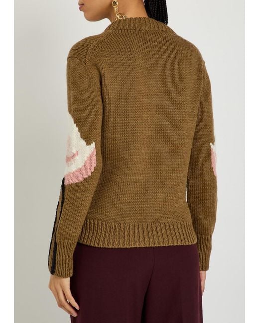 Chloé Multicolor Flamingo And Logo-Intarsia Wool Jumper