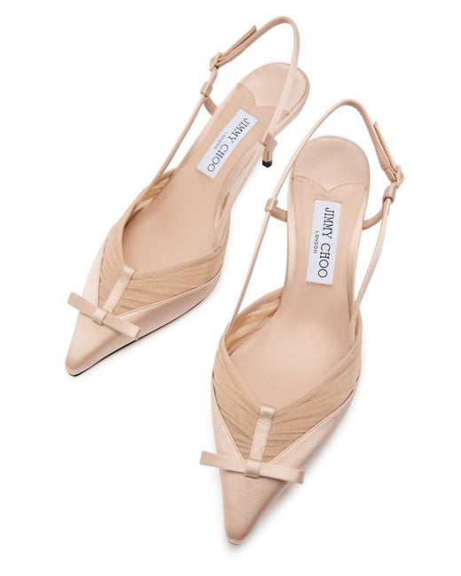 Jimmy Choo Pink Afia Mesh 65 Satin Slingback Pumps