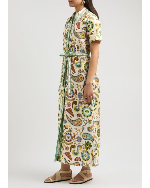 ALÉMAIS Metallic Arcade Linen Midi Dress