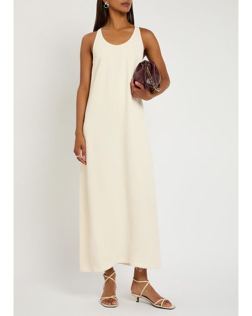Totême White Scoop-Neck Woven Midi Dress