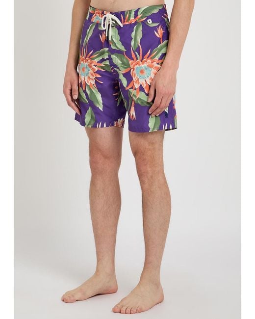 Polo Ralph Lauren Blue Floral-Print Shell Swim Shorts for men