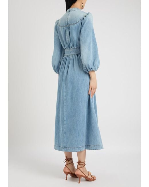 Zimmermann Lucky Midi Dress in Blue | Lyst