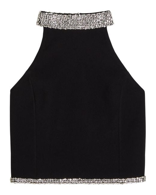 Alice + Olivia Black Gatz Embellished Top