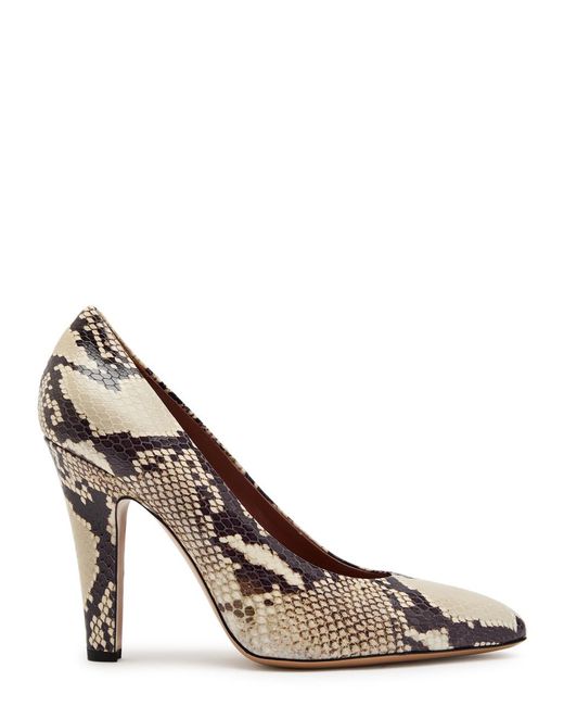 Paris Texas Brown Elsa 100 Python-Effect Leather Pumps