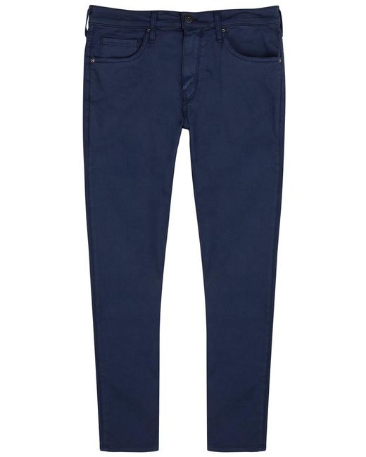 PAIGE Blue Federal Brushed Stretch-Cotton Chinos for men