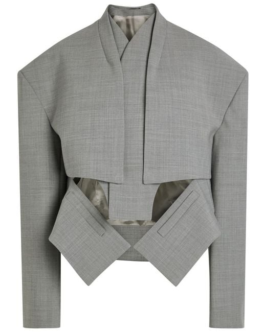 A.W.A.K.E. MODE Gray Cut-Out Woven Jacket