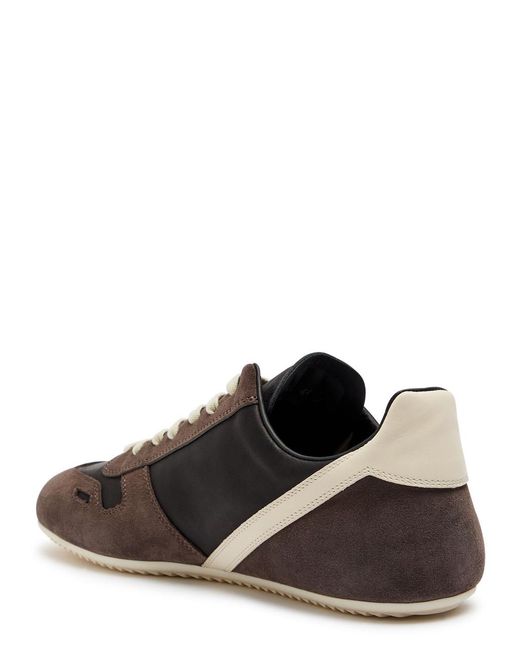 Rick Owens Black Panelled Suede And Leather Sneakers for men
