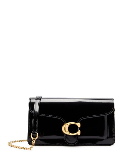 COACH Black Tabby Spazzolato Leather Clutch