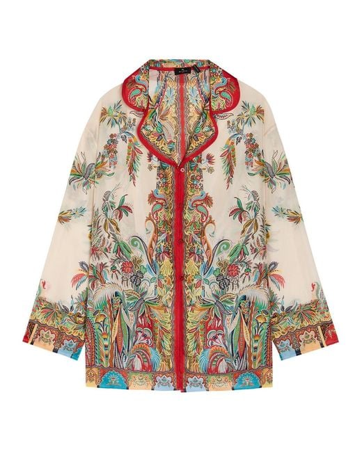 Etro Multicolor Printed Silk Cover-Up Shirt