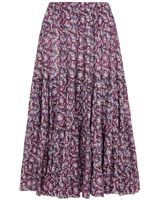 Étoile Isabel Marant Purple Isabel Marant Étoile Elfa Floral-print Cotton Midi Skirt
