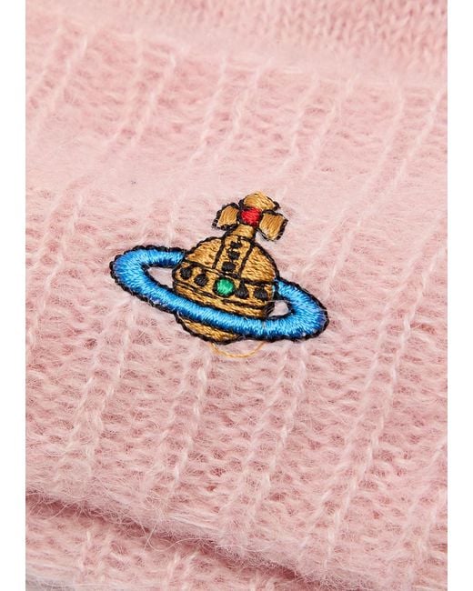 Vivienne Westwood Pink Logo-Embroidered Alpaca-Blend Beanie