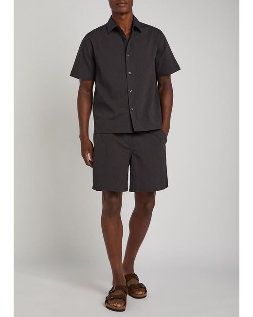 Percival Black Striped Seersucker Shirt for men