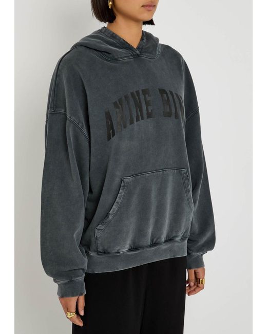 Anine Bing Gray Harvey Hooded Cotton Sweatshirt