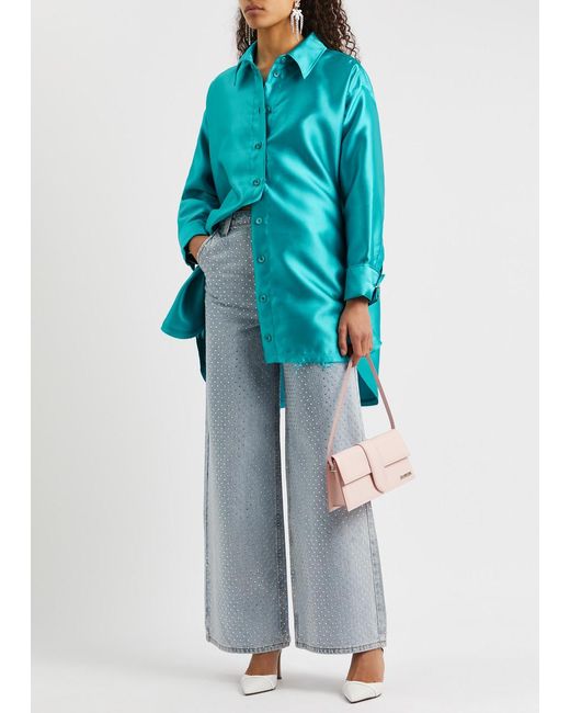 Marques'Almeida Blue Oversized Satin Shirt