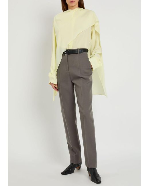 Calvin Klein Yellow Kiki Scarf-Effect Silk-Crepe Blouse