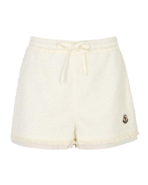 Moncler Natural Logo Bouclé Cotton-Blend Shorts