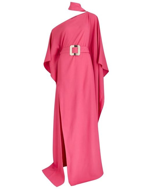 Taller Marmo Pink Taylor Crepe Maxi Kaftan Dress