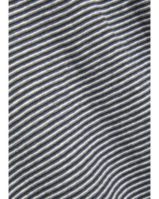 Officine Generale Gray Striped Cotton And Linen-Blend T-Shirt for men