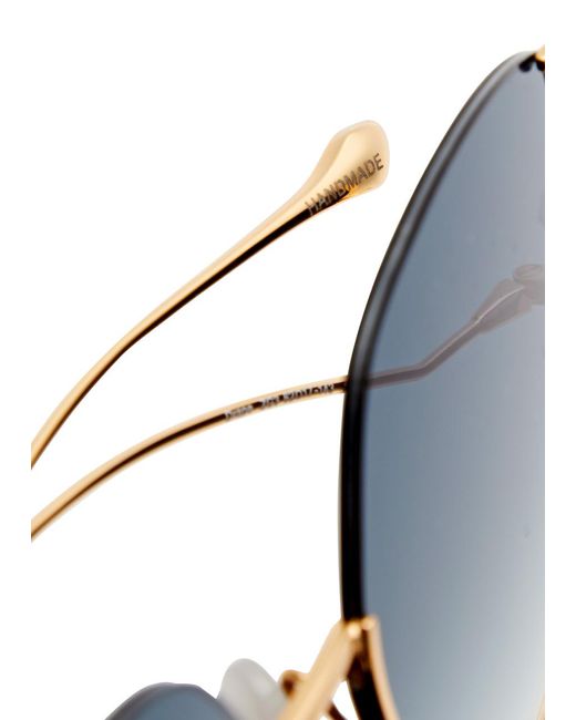 For Art's Sake Blue Drape 12kt Gold-plated Round-frame Sunglasses
