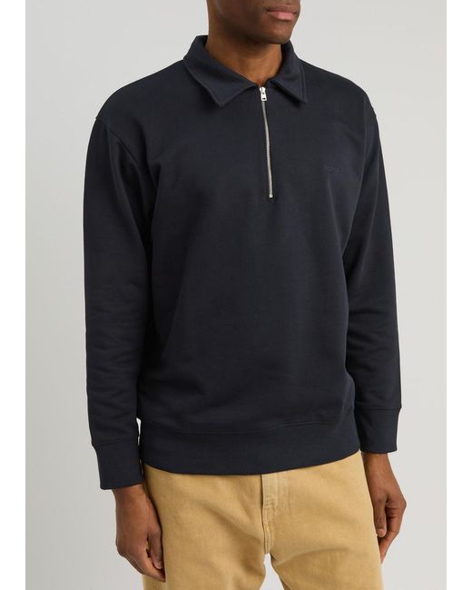 Norse Projects Blue Ketel Logo Cotton Half-Zip Sweatshirt for men