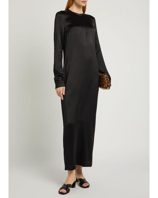 Totême  Black Satin Midi Dress