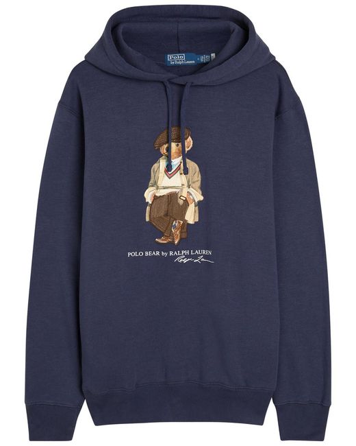 Polo Ralph Lauren Blue Hooded Cotton-Blend Sweatshirt for men
