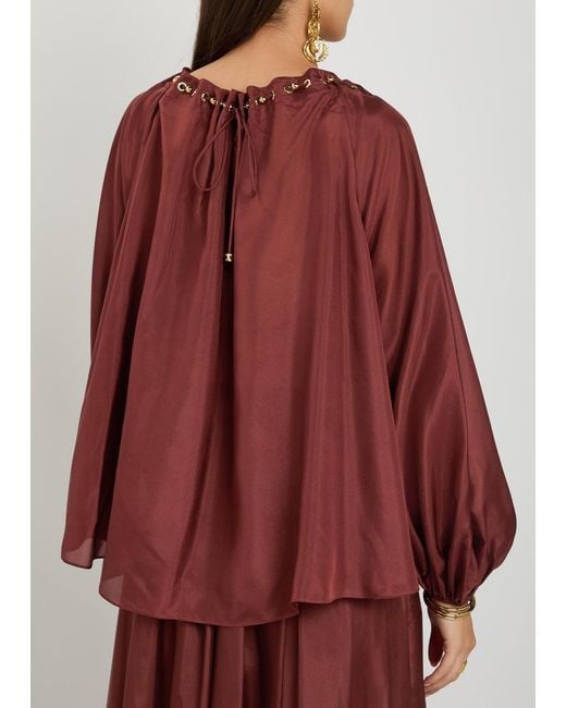 Zimmermann Aster Gathered Silk Blouse