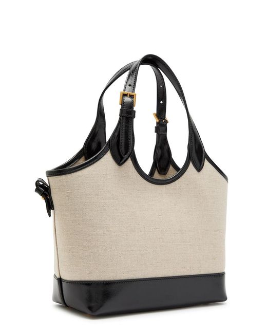 Versace Black Small Leather And Canvas Tote Bag